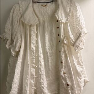 Pilcro Women's White Ruffled Blouse